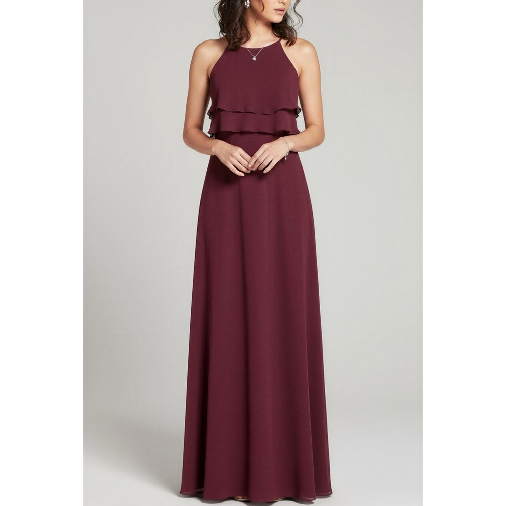 JENNY YOO Charlie Ruffle Bodice Gown, Hibiscus, 8 (US)